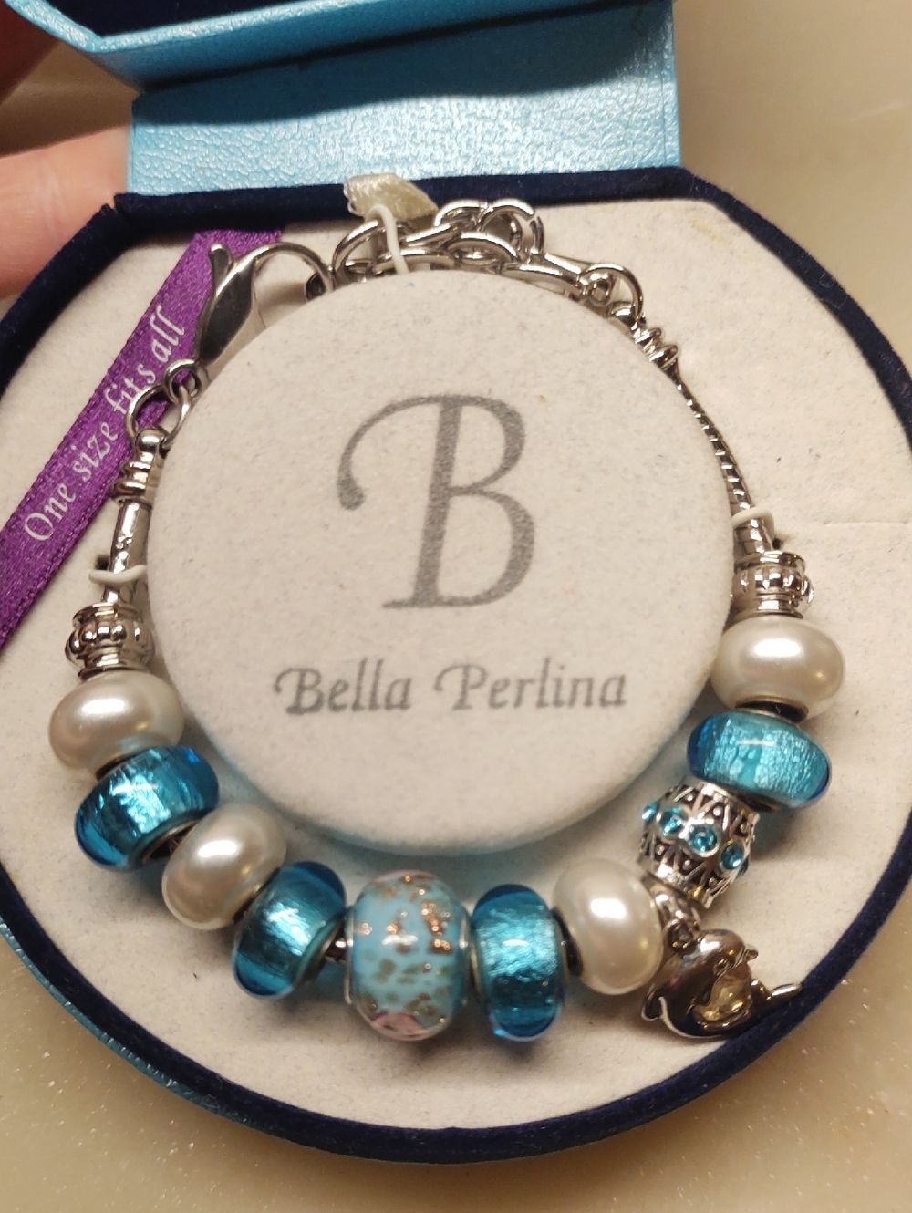 Bella Perlina Teal Charm Bracelet - Beads Fit Pandora! - Picture 3 of 6